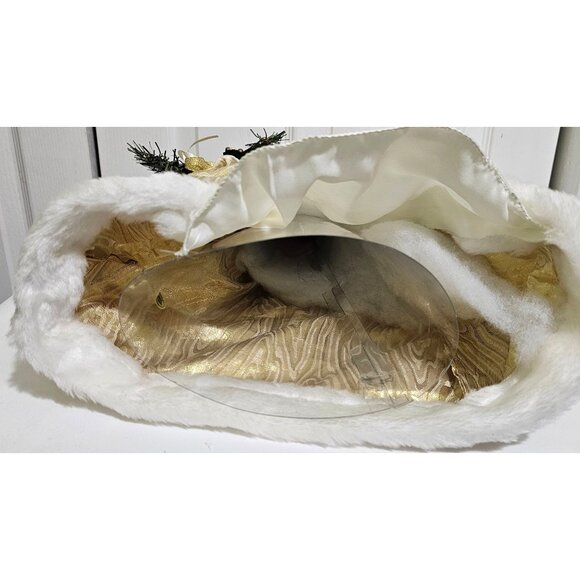 Victorian Gold Santa Claus Tree Topper 17" White Fur Christmas Holiday Figurine - Picture 7 of 10